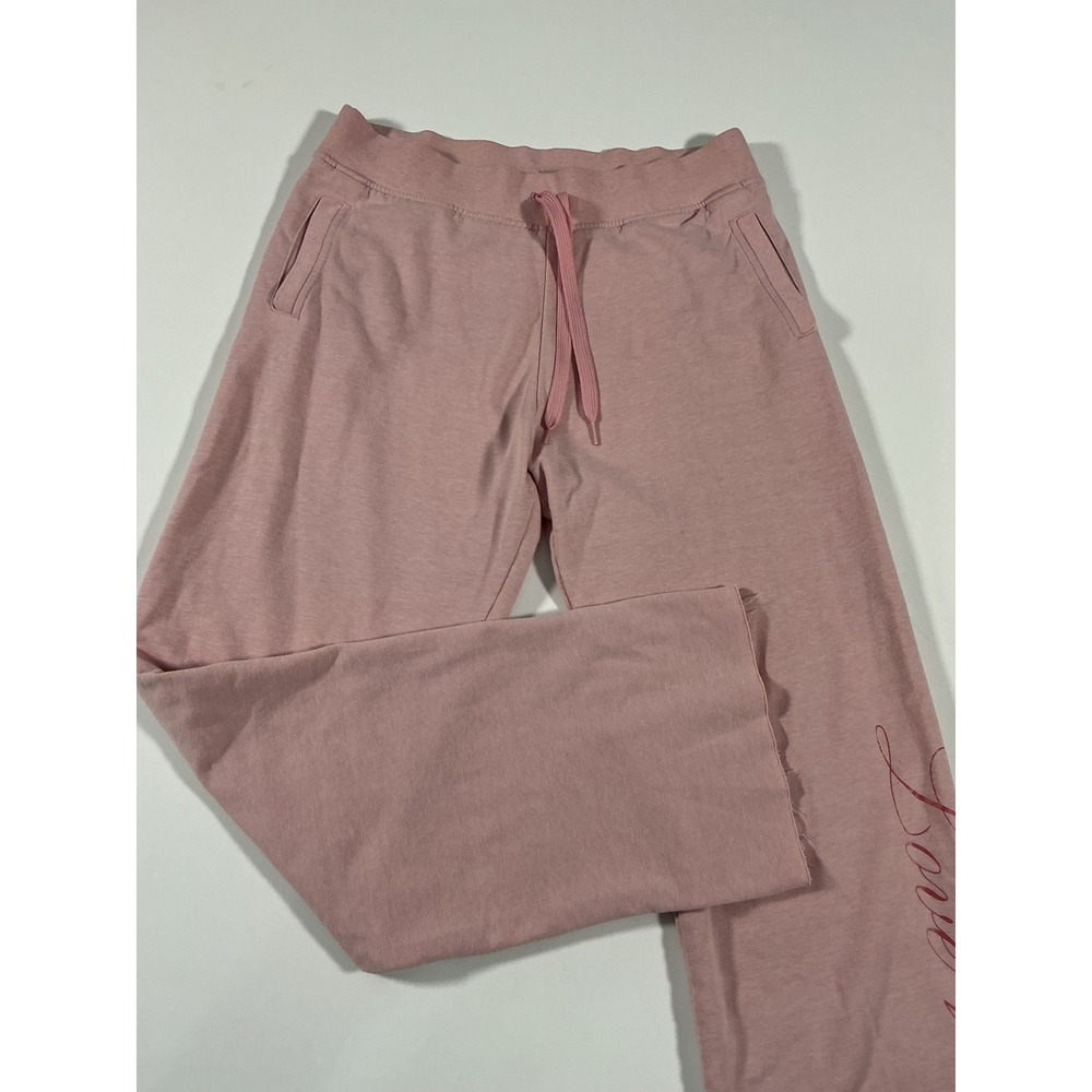 Victoria's Secret PINK Pink Wide Leg Raw Hem Sweatpants Love Script Graphic M